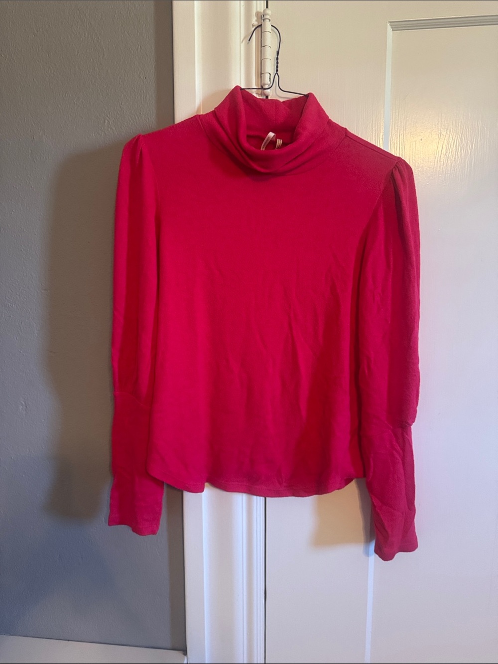 Anthropologie size M Bright Pink Turtleneck Long Sleeve Top